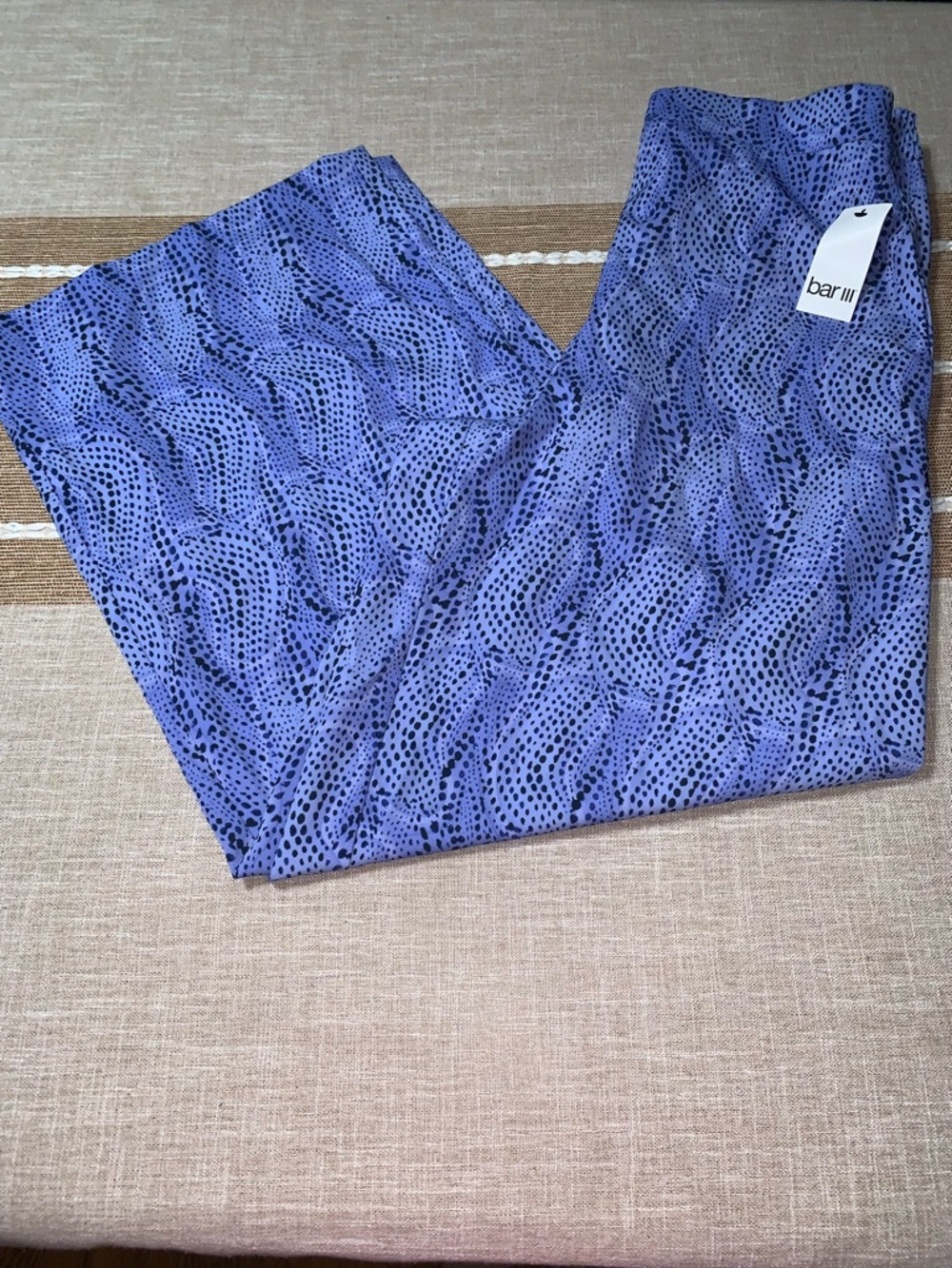 Bar III Wide Leg Pants in Lavender with Black Dot Print